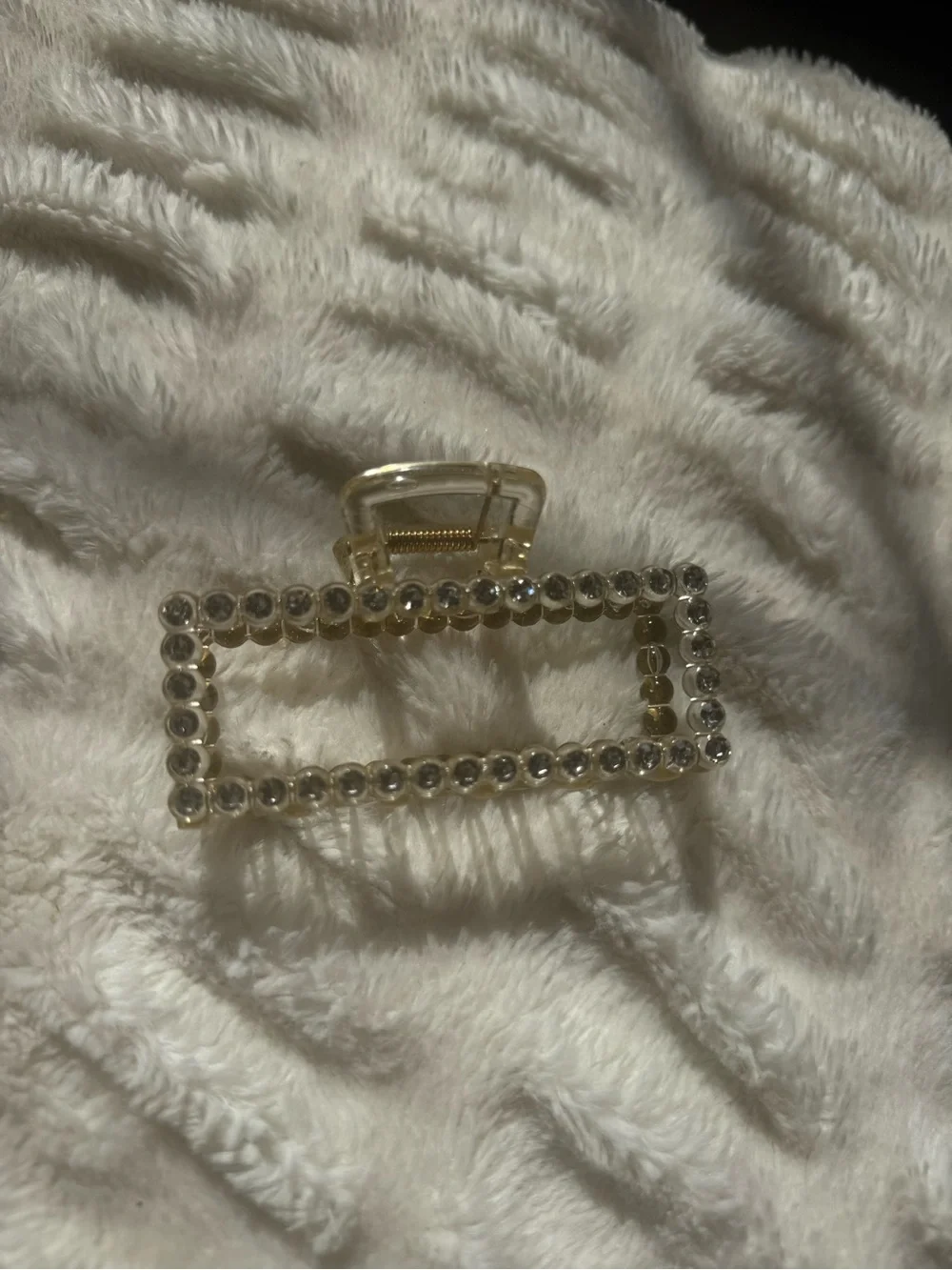 Rhinestone Rectangular Claw Hair Clip Clear Champagne Statement Barrette
